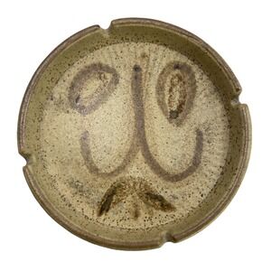 Vintage MCM Stoneware Pottery Cat Ashtray 7.5 inches USA‎ signed SDW